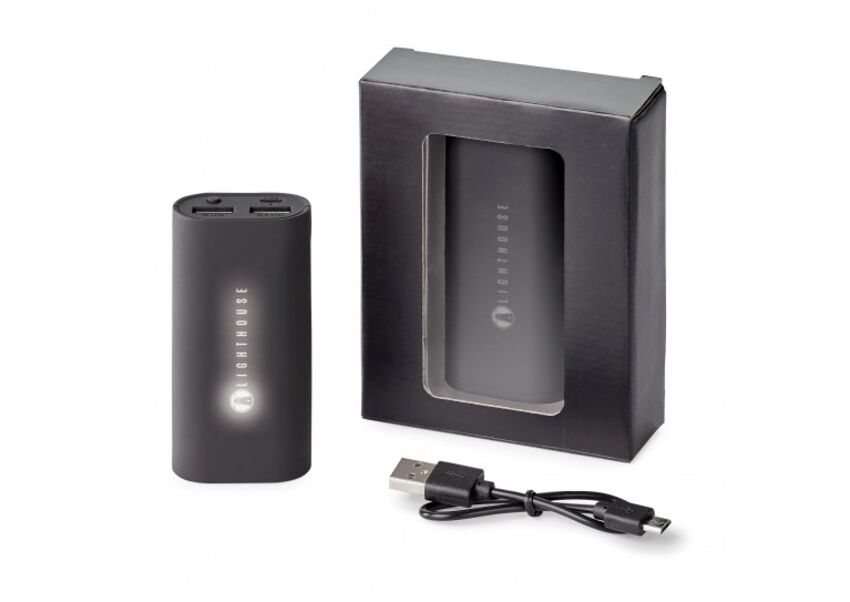 Spector & Co. - Banque de puissance 4 400 mAh avec logo lumineux T1036 Spector & Co. - Banque de puissance 4 400 mAh avec logo lumineux T1036