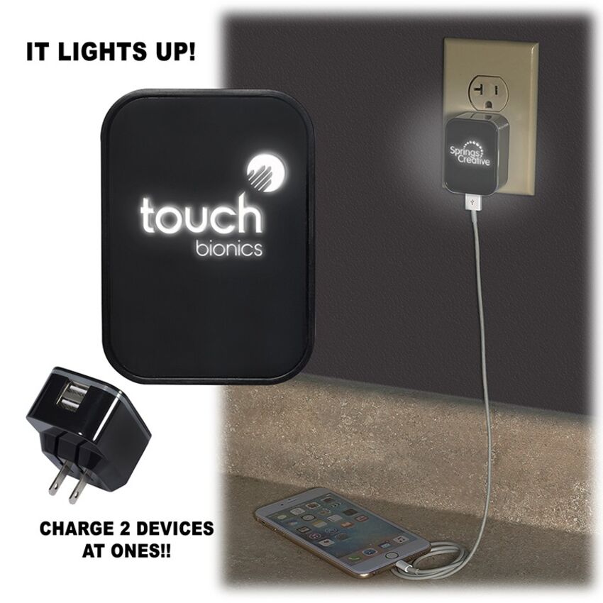 Primeline - Chargeur usb mural avec logo lumineux IT130