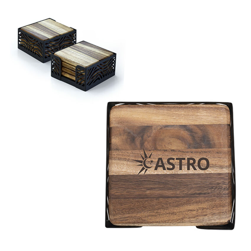 Debco - Ensemble de 4 sous-verres en bois d’Acacia B4SAC