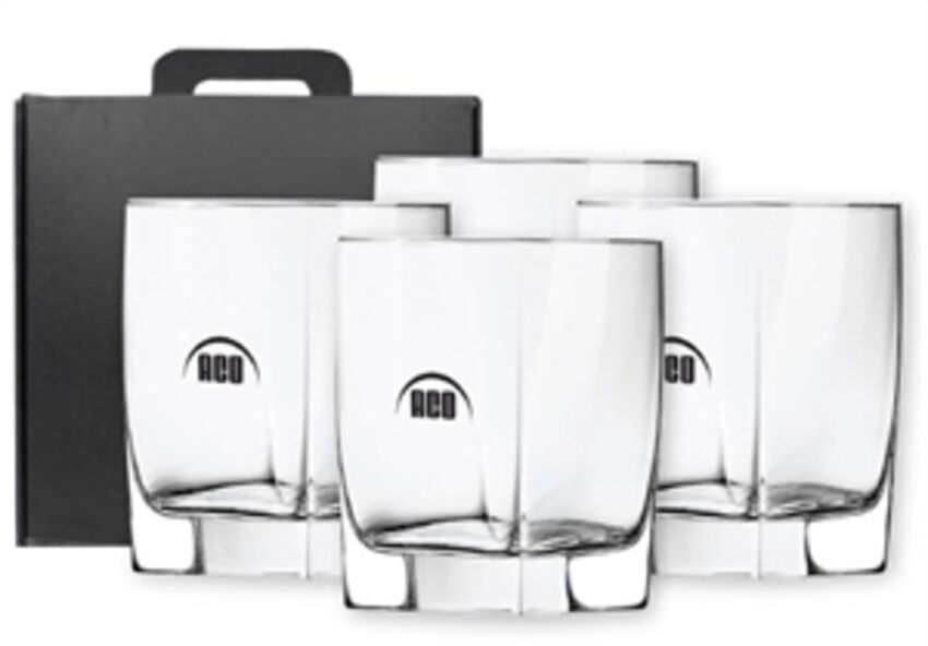 DezineCorp - Ensemble de 4 verres carrés G7021CL-4BK